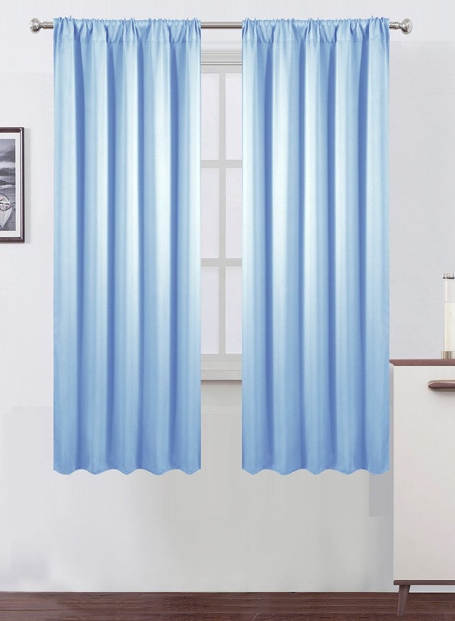 LEMOMO Blackout Curtains 52 x 63 inch/Sky Blue Curtains Set of 2 Panels/Thermal Insulated Room Darkening Bedroom Curtains - Image 1